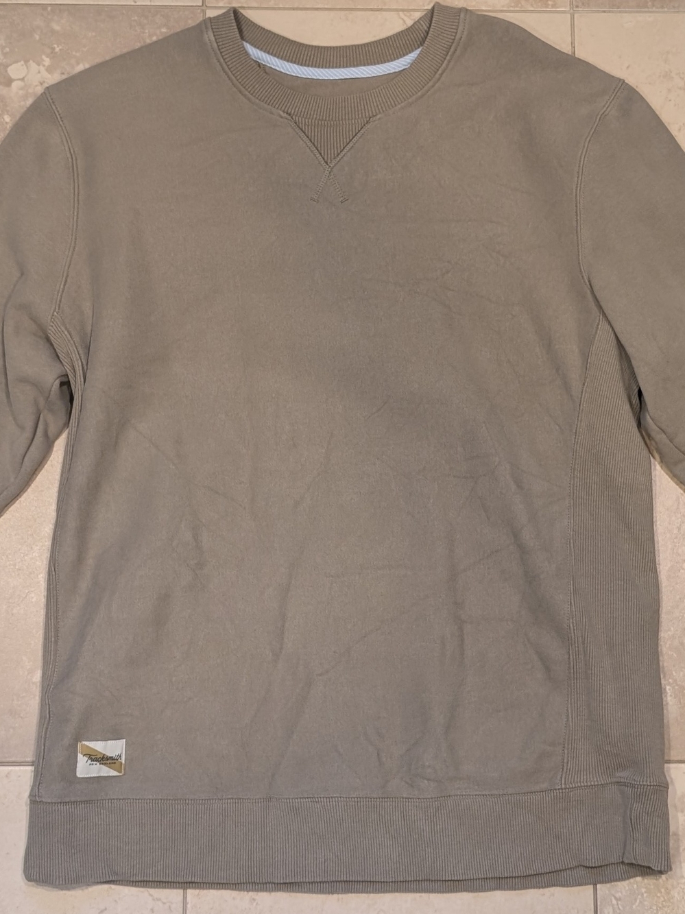 Tracksmith Men's Crewneck Sweatshirt L Sweatpants XL Set in Olive Beige Green